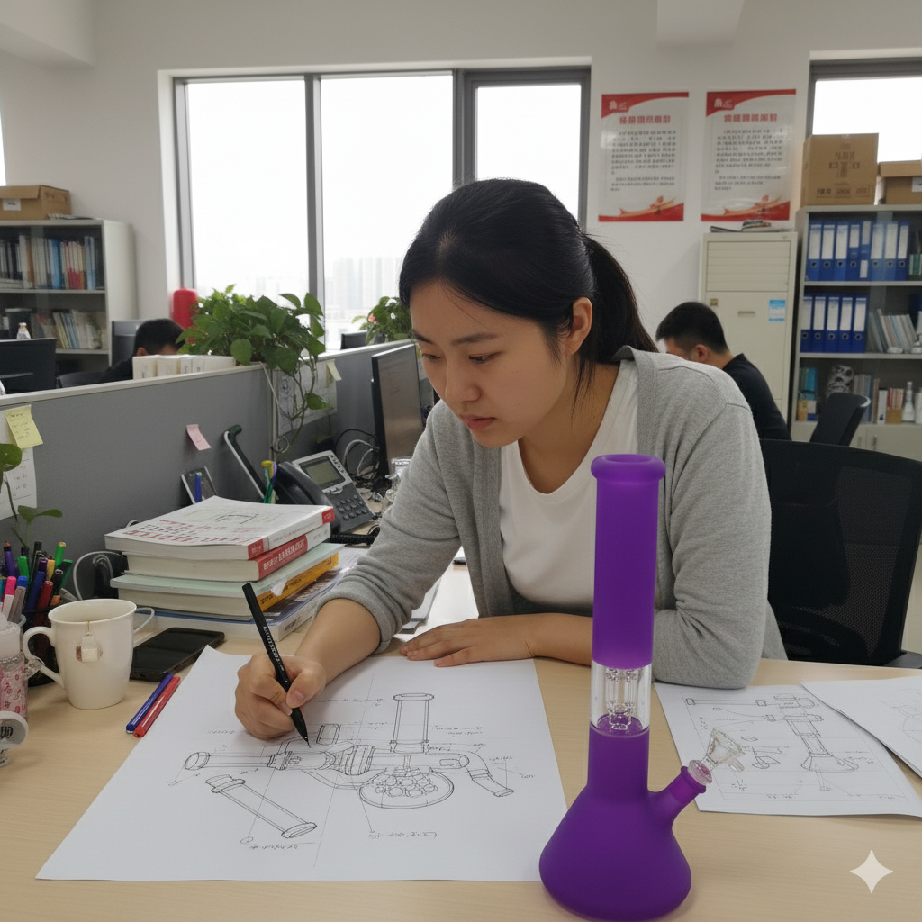 Designer sharing vision with Elfglass team