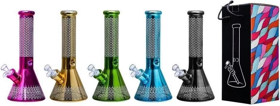 A vibrant collection of artisanal glass pipes