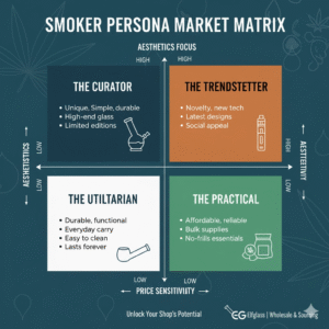 Chart of 4 smoker personas for target market analysis in smoke shops.