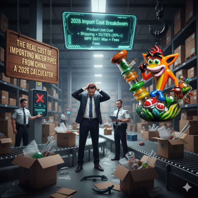 Breakdown of the cost of importing water pipes from China including freight and duties