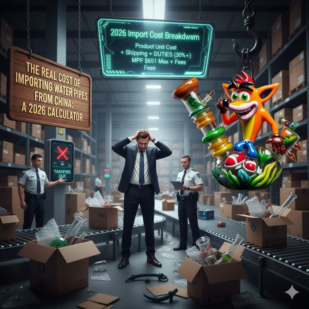 Breakdown of the cost of importing water pipes from China including freight and duties