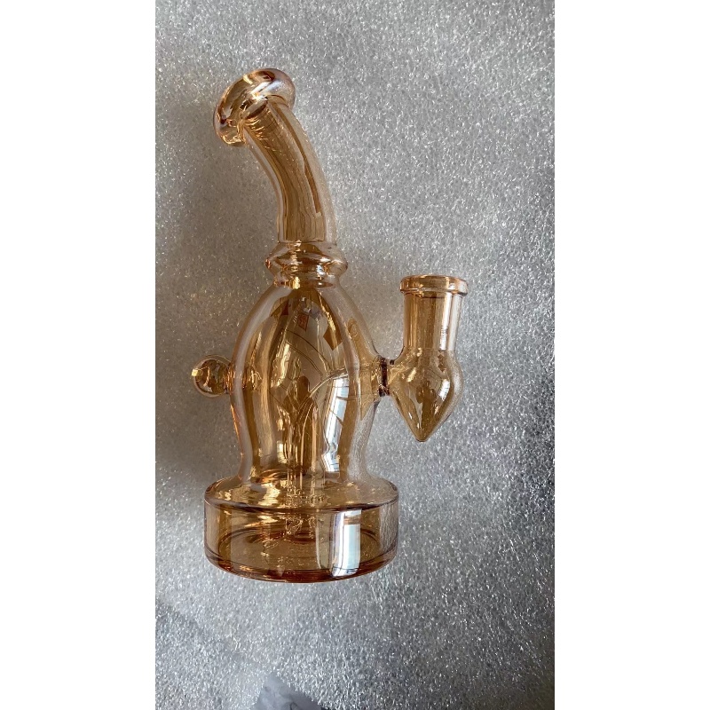 Amber glass water pipe with curved neck