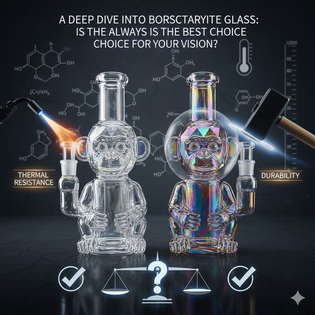 Borosilicate glass bongs under flame stress test for thermal shock resistance