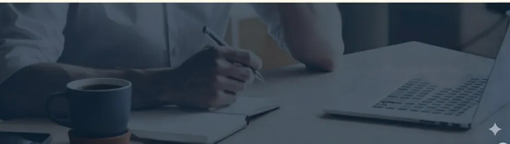 Handwriting supplier research notes beside open laptop mug and smartphone