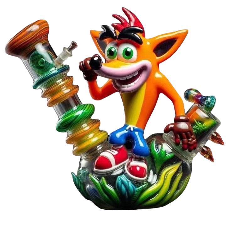 Crash Bandicoot character glass bong