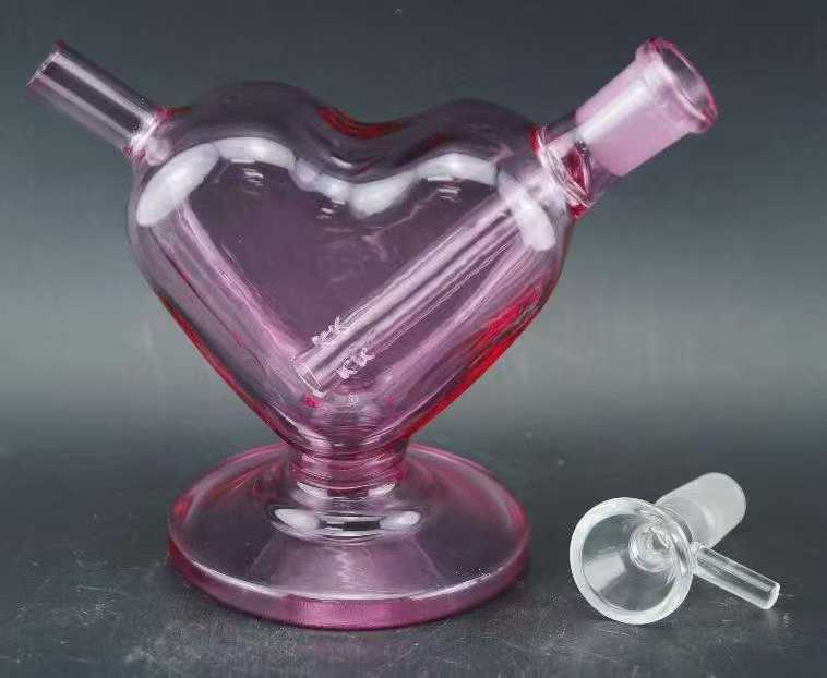 Pink heart shaped glass pipe evaluated for thermal shock resistance