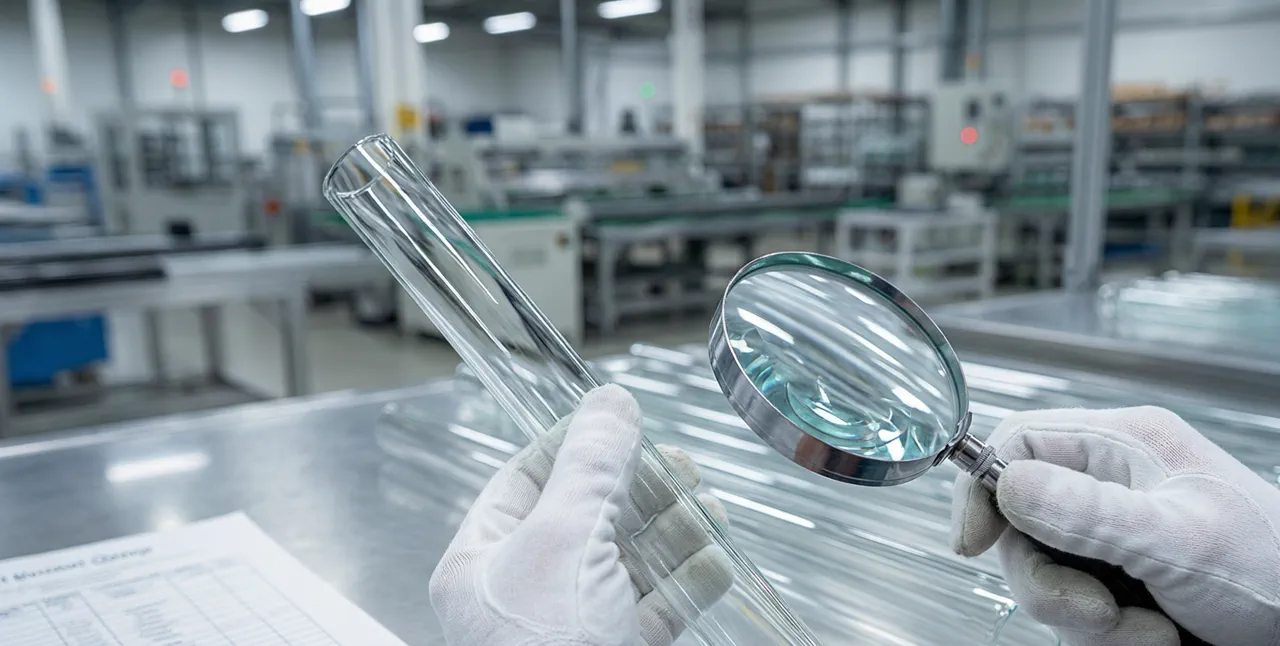 ISO 9001 quality checks at glass pipe factory