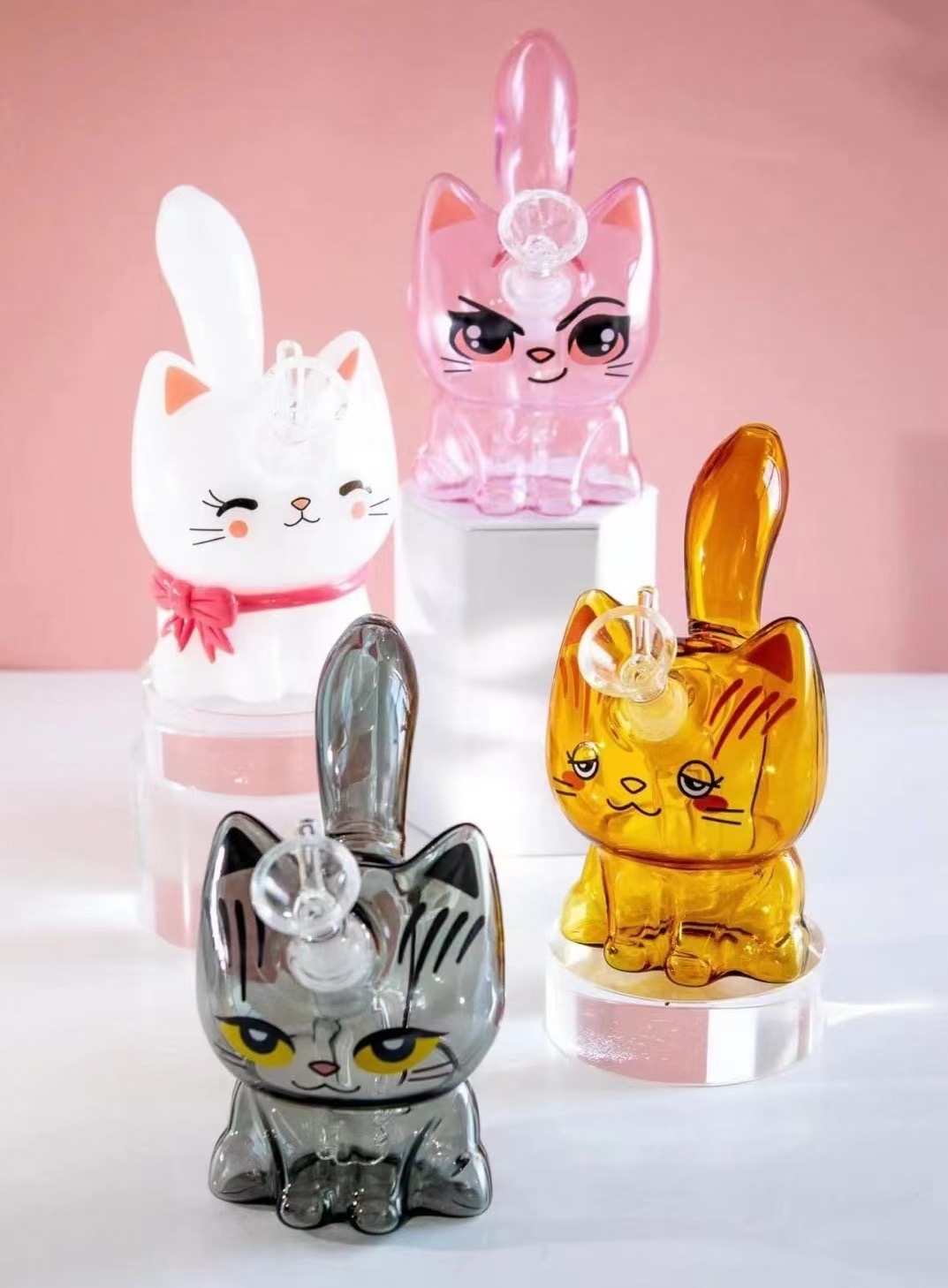 Different types of glass pipes with various percolator designs compared for wholesale buyers