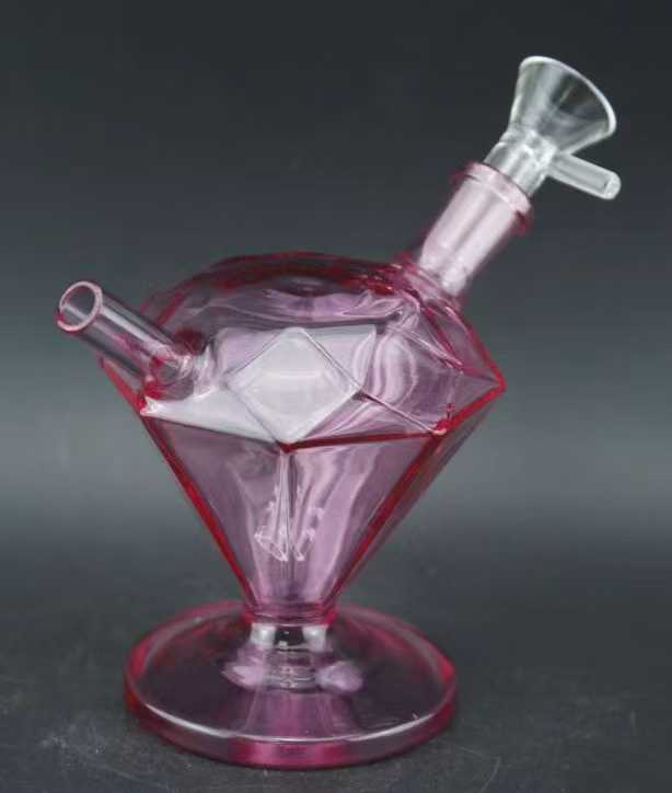 Pink diamond-shaped glass bong
