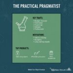 Practical pragmatist buyer persona infographic for Elfglass wholesale with key traits motivations and top products