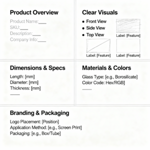 Product specification form template with dimensions