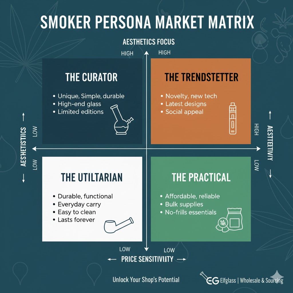 Smoker persona market matrix infographic for retail targeting