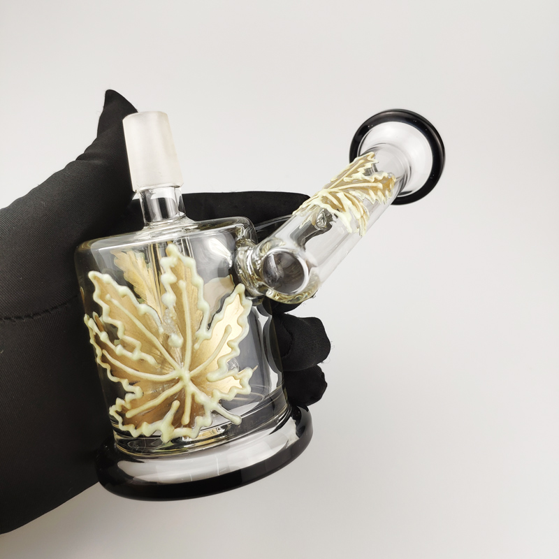 Clear glass bong with golden star pattern for glow glass wholesale sourcing