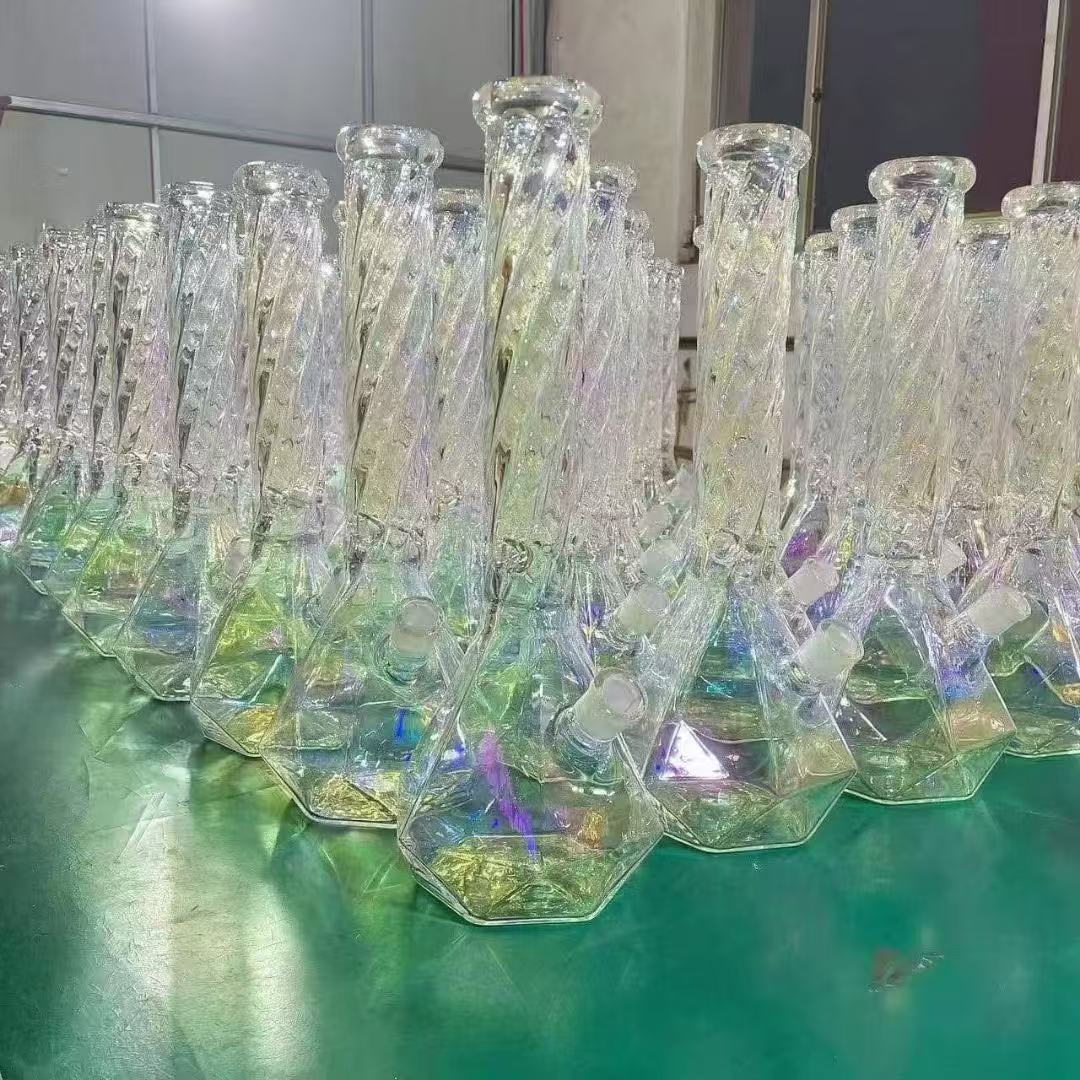 Beaker base water pipe set showing wide triangular base design for maximum stability