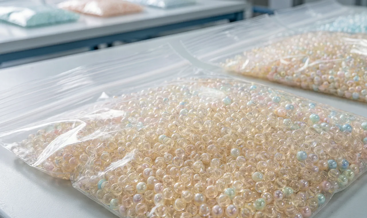 Bulk wholesale terp pearls packed in resealable bags at a glass factory