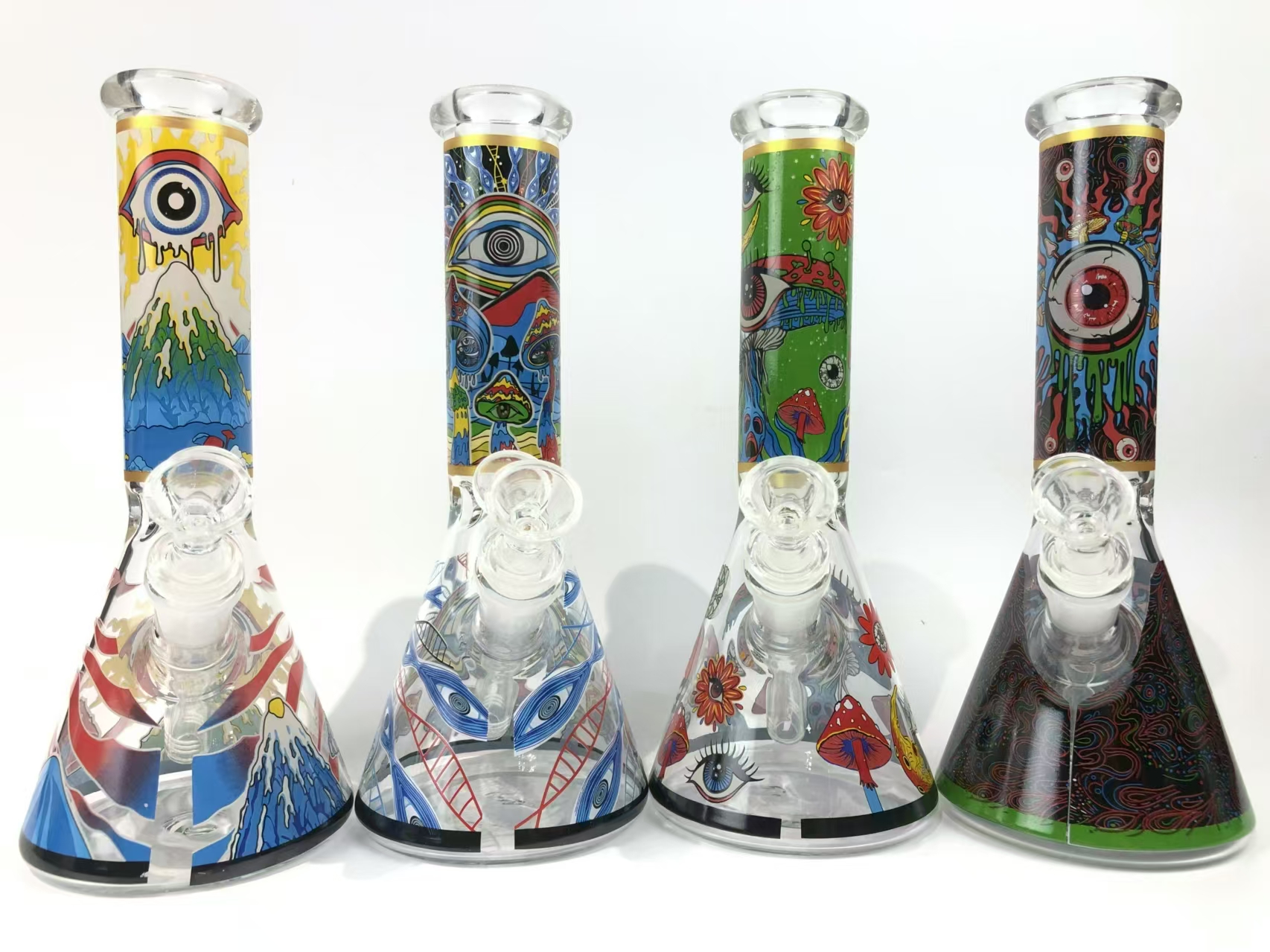 Mini and full-size water pipes lined up for size comparison